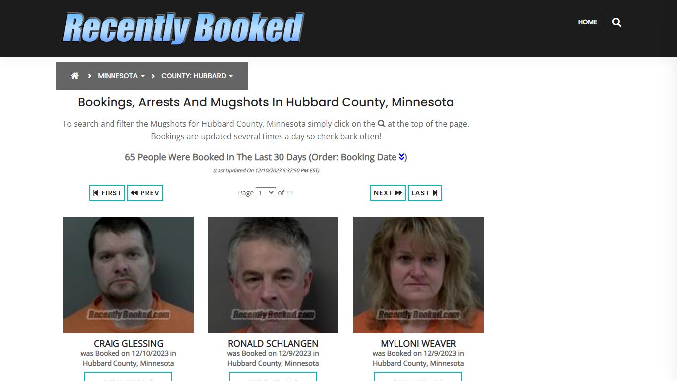 Bookings, Arrests and Mugshots in Hubbard County, Minnesota